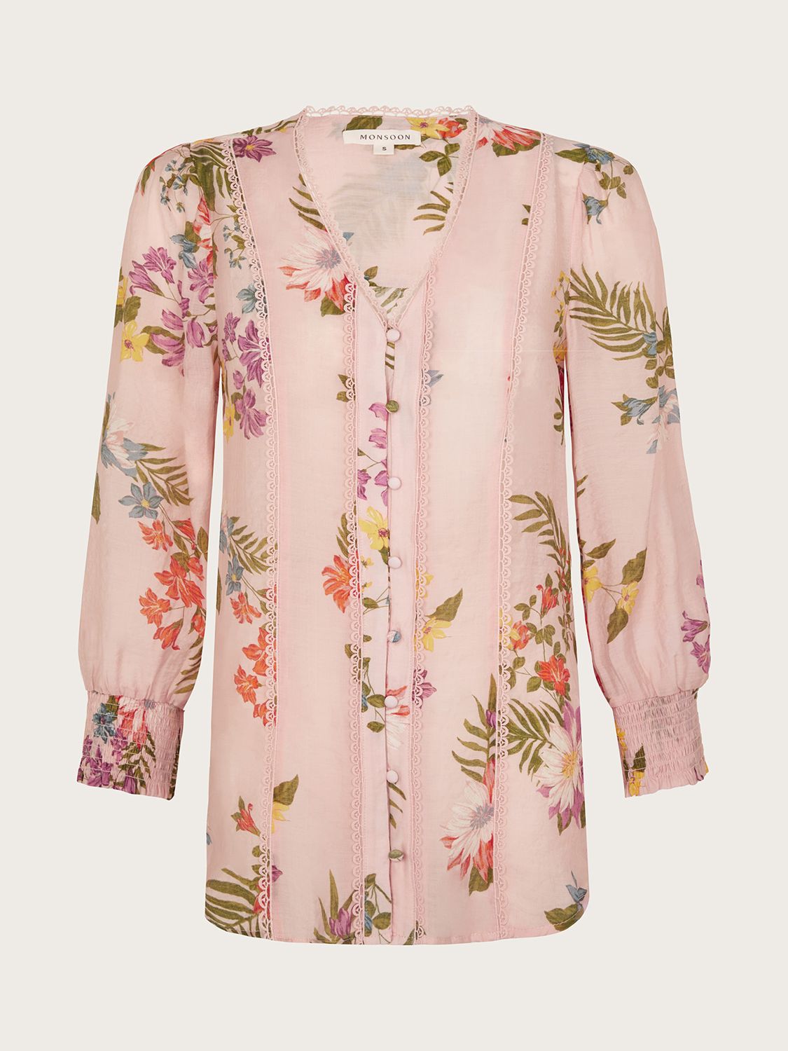 Buy Monsoon Jaquetta Floral Blouse, Blush Online at johnlewis.com
