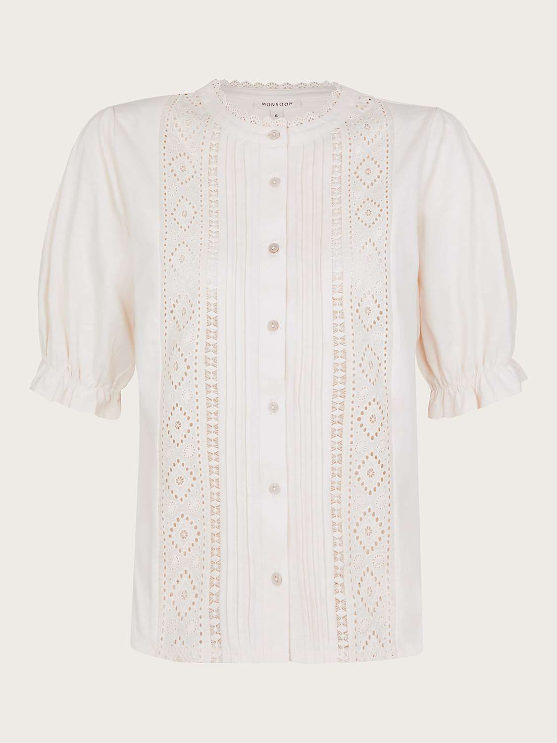 Buy Monsoon Livvy Lace Trim Top, Ivory Online at johnlewis.com