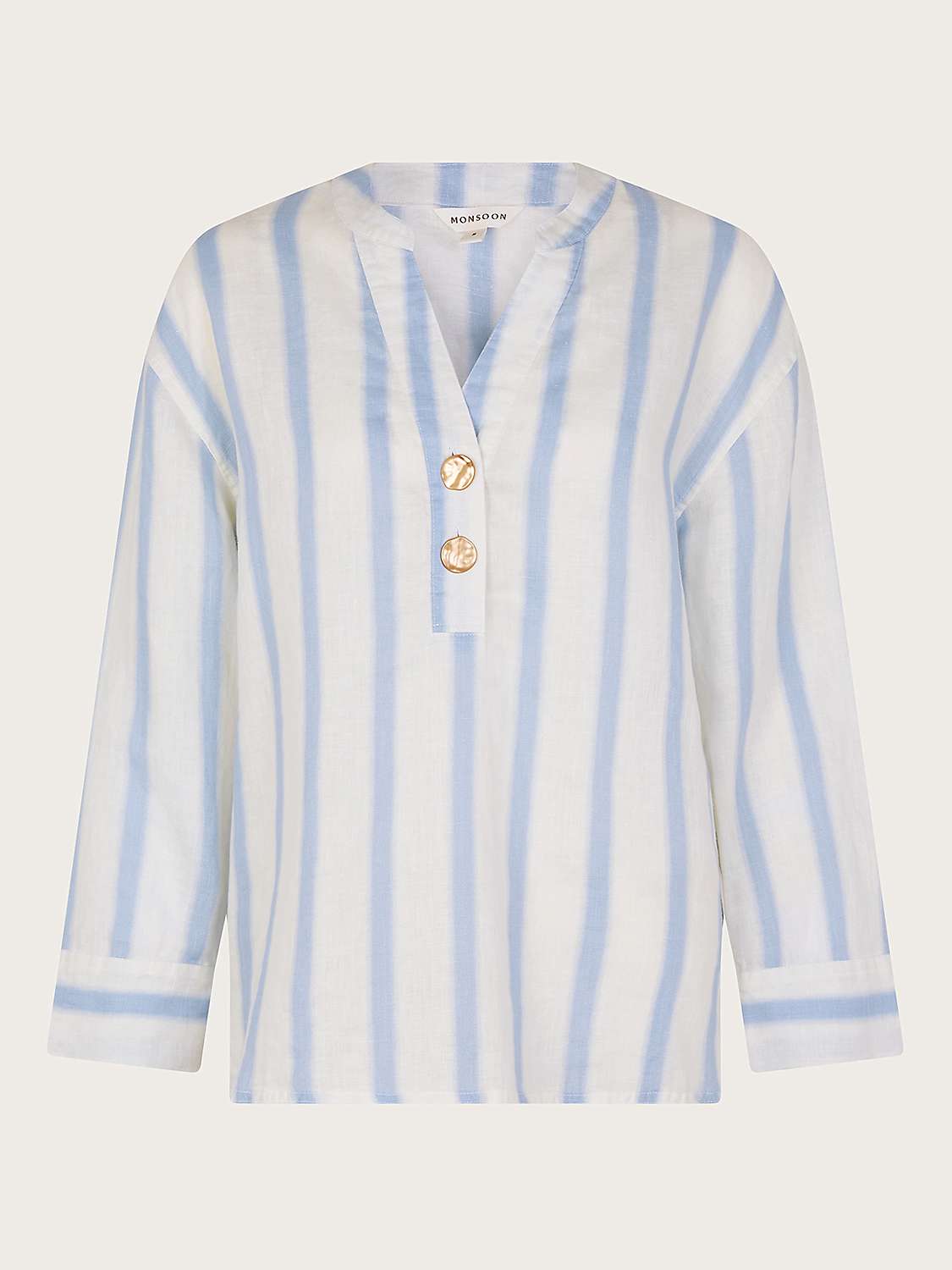 Buy Monsoon Lea Linen Stripe Top, Blue Online at johnlewis.com