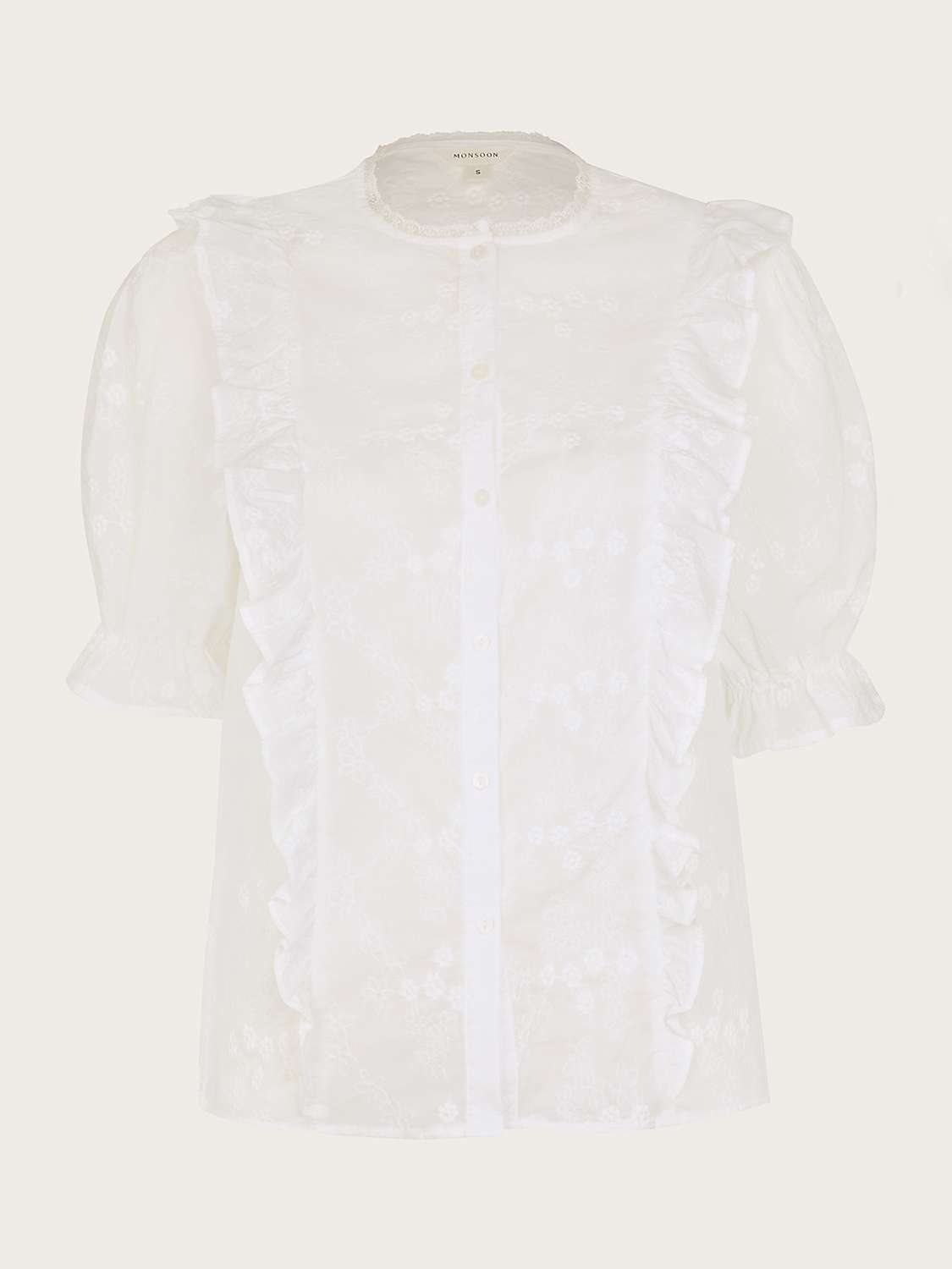 Buy Monsoon Iris Embroidered Blouse, White Online at johnlewis.com
