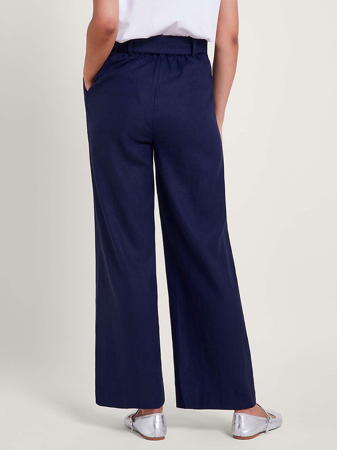 Buy Monsoon Mabel Linen Blend Trousers, Navy Online at johnlewis.com