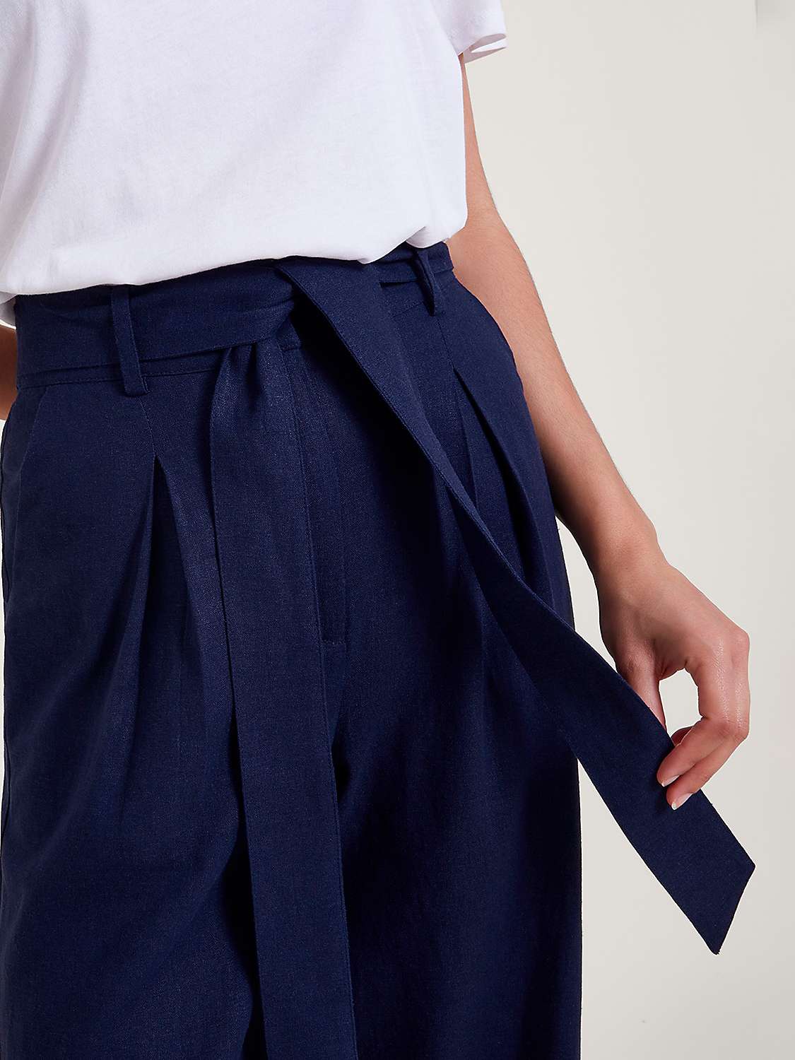 Buy Monsoon Mabel Linen Blend Trousers, Navy Online at johnlewis.com