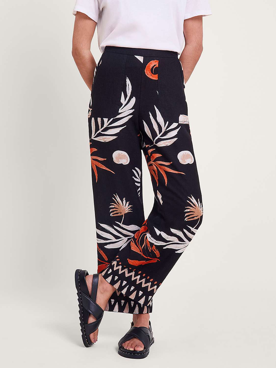Buy Monsoon Carlotta Print Trousers, Black Online at johnlewis.com