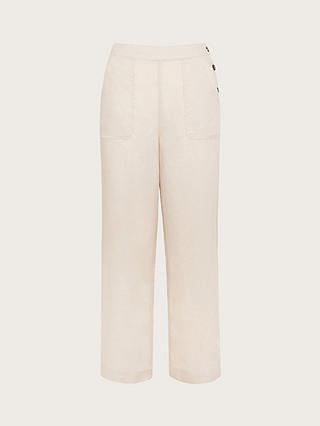 Monsoon Parker Linen Cropped Trousers, Natural