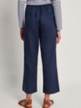 Monsoon Parker Linen Cropped Trousers, Navy