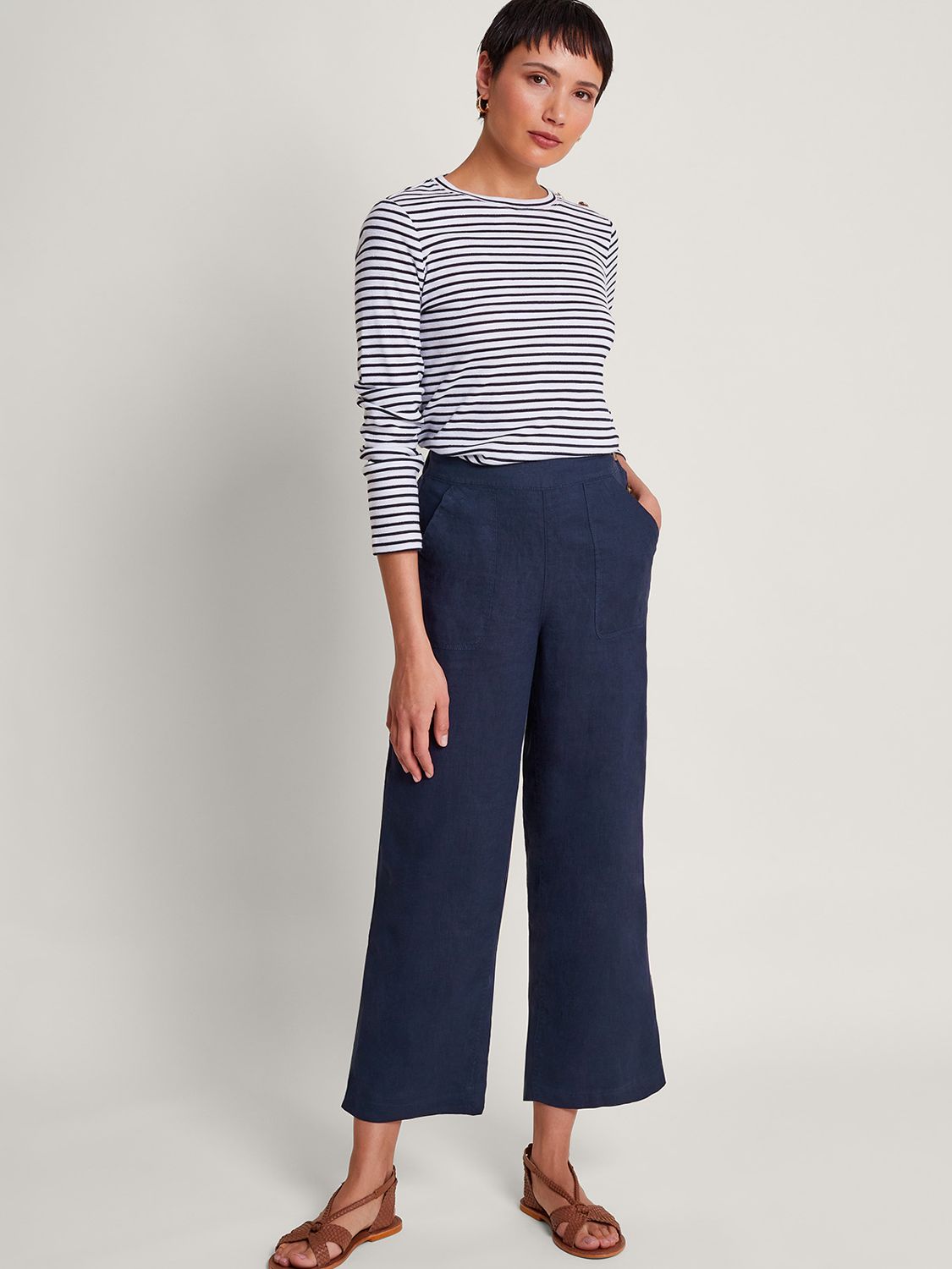 Buy Monsoon Parker Linen Cropped Trousers Online at johnlewis.com