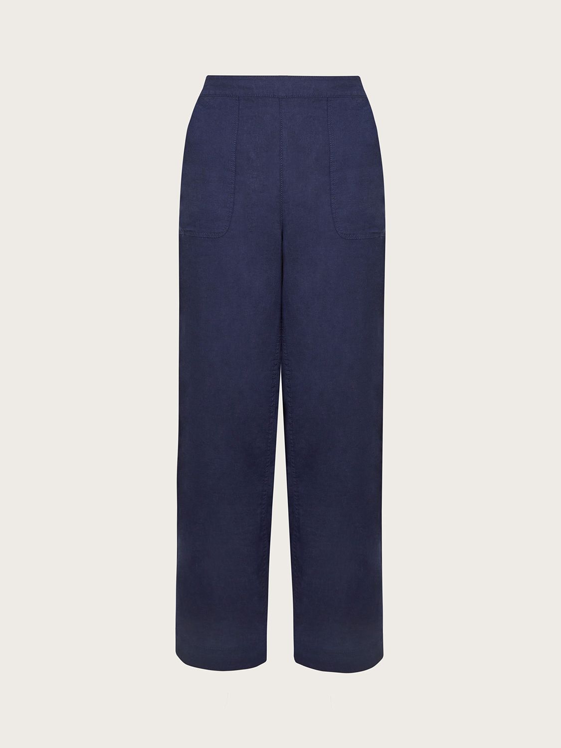 Monsoon Parker Linen Cropped Trousers, Navy, S