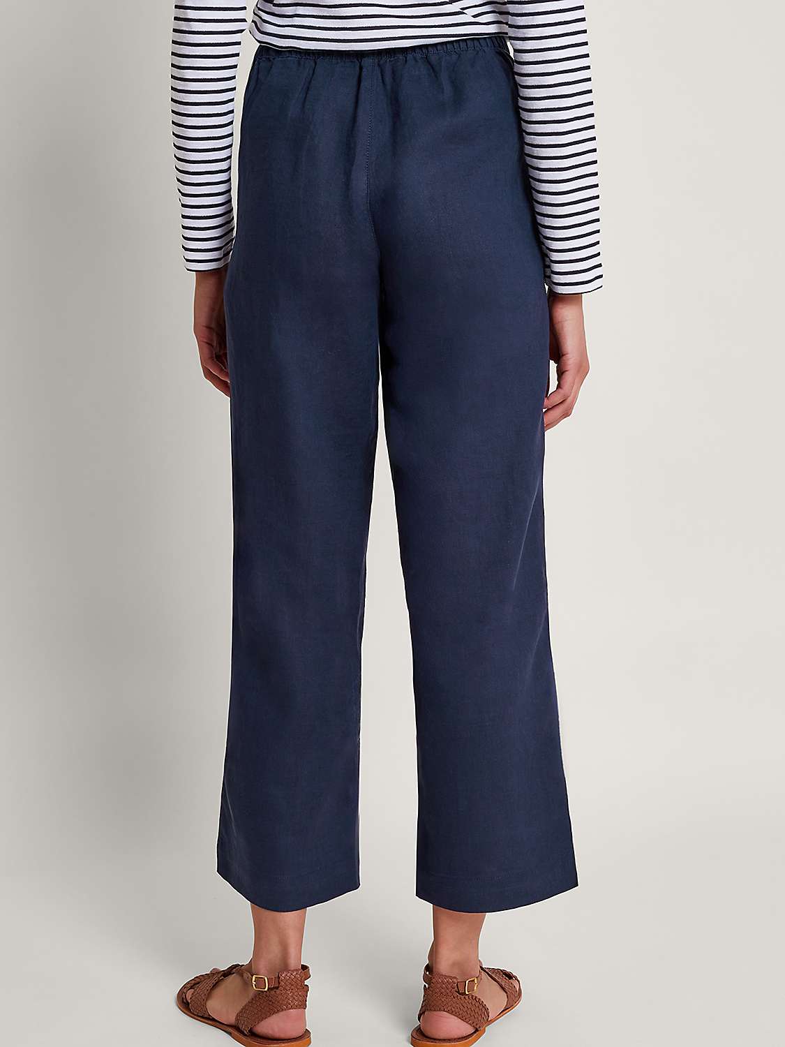 Buy Monsoon Parker Linen Short Cropped Trousers, Navy Online at johnlewis.com