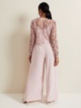 Phase Eight Petite Mariposa Lace Overlay Jumpsuit, Pale Pink