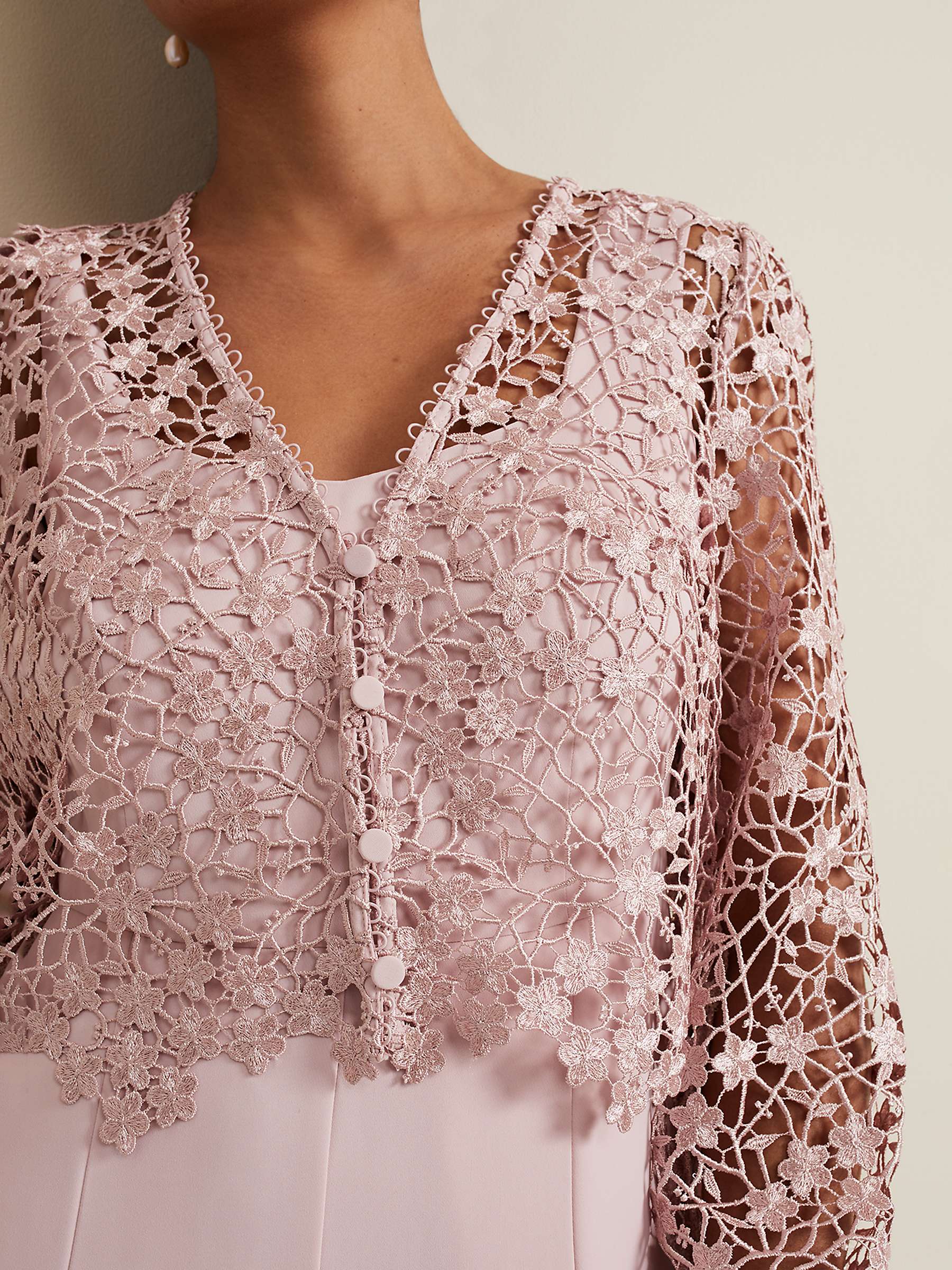 Buy Phase Eight Petite Mariposa Lace Overlay Jumpsuit, Pale Pink Online at johnlewis.com