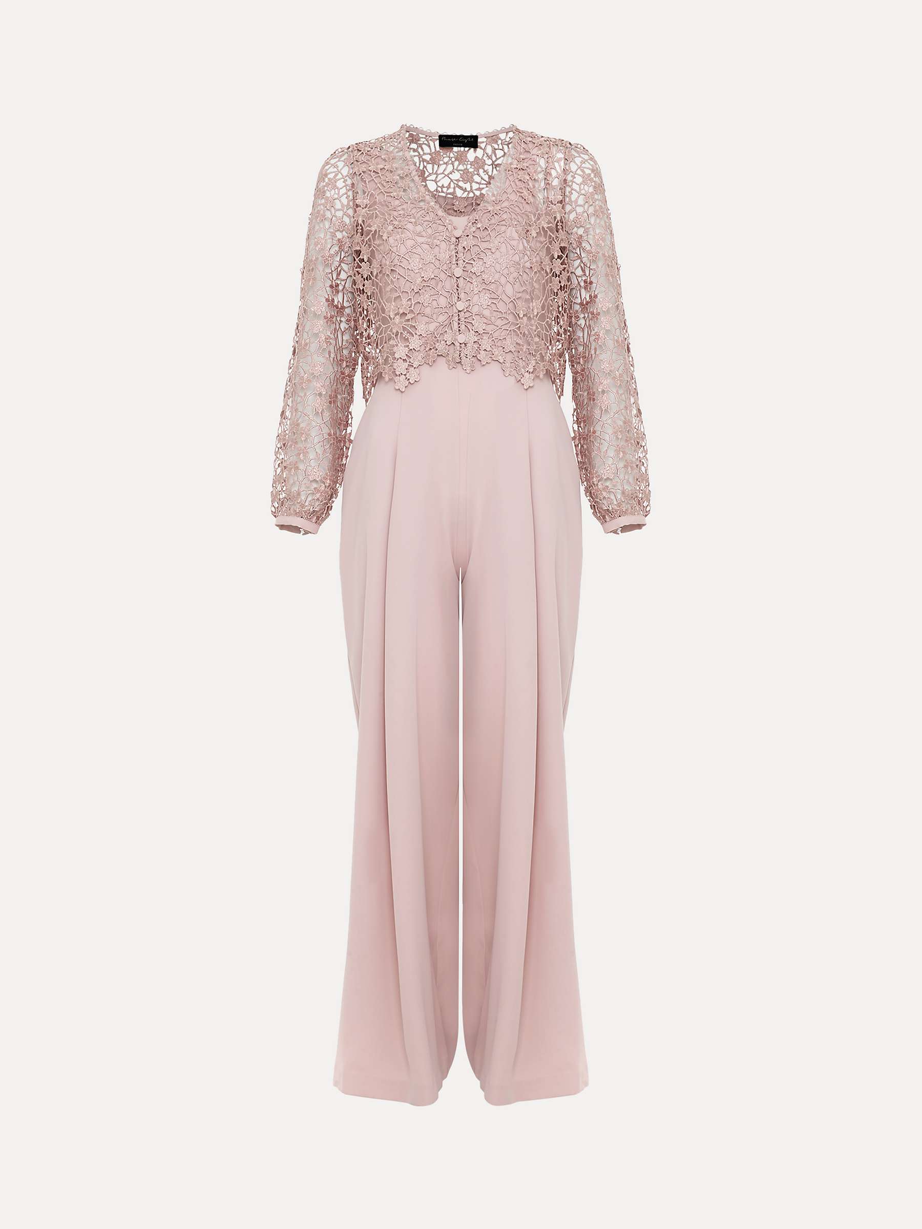 Buy Phase Eight Petite Mariposa Lace Overlay Jumpsuit, Pale Pink Online at johnlewis.com