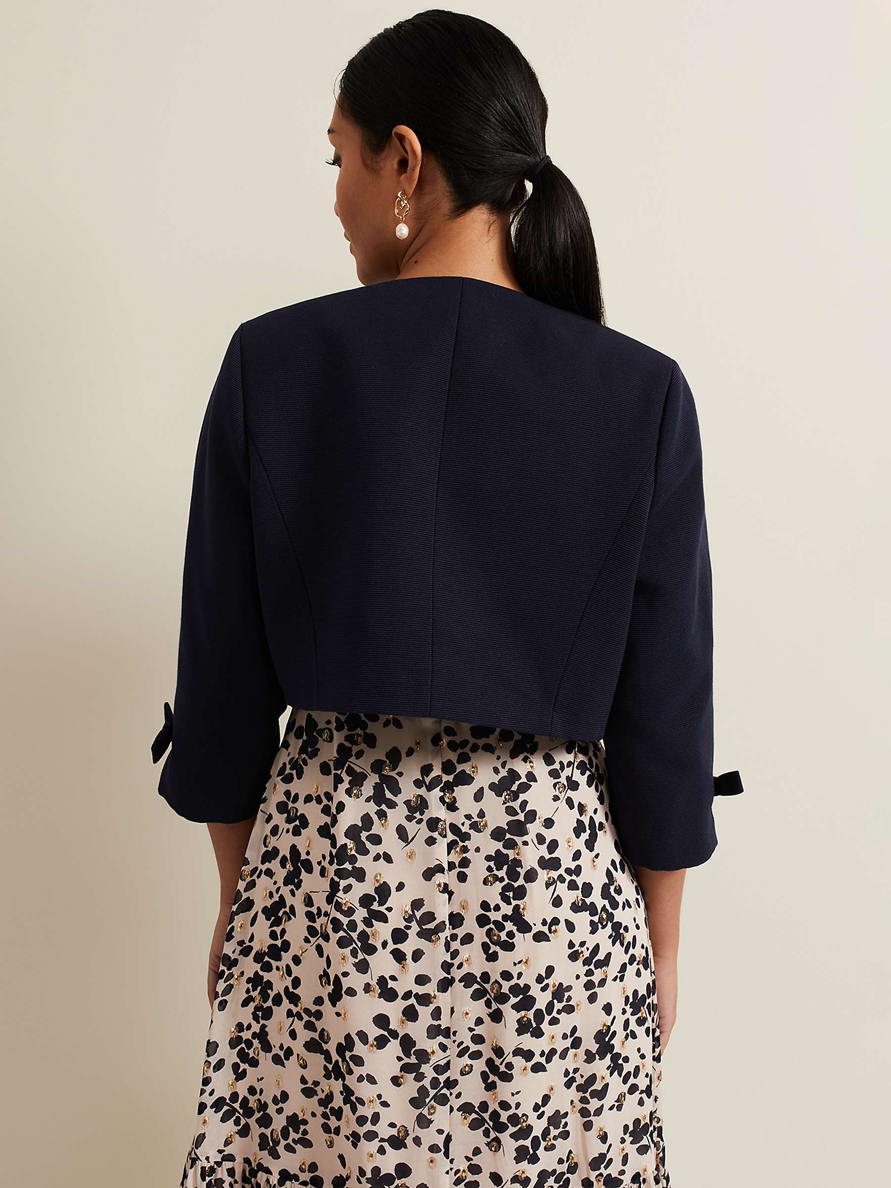 Buy Phase Eight Petite Zoelle Bow Detail Tailored Jacket, Navy Online at johnlewis.com