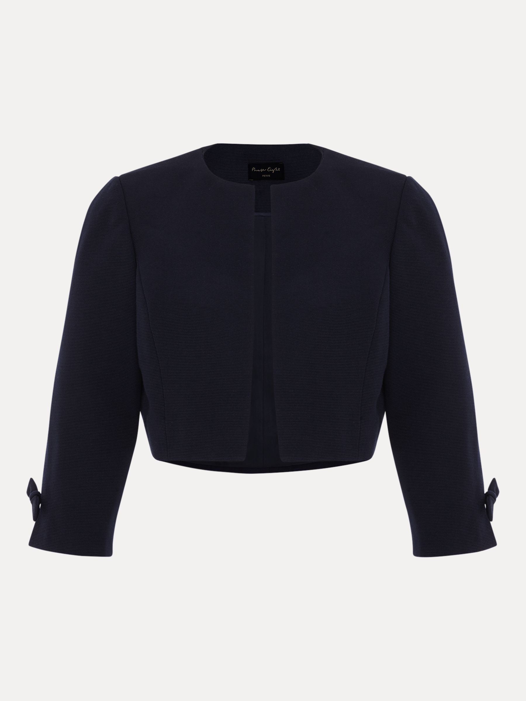 Phase Eight Petite Zoelle Bow Detail Tailored Jacket, Navy, 6