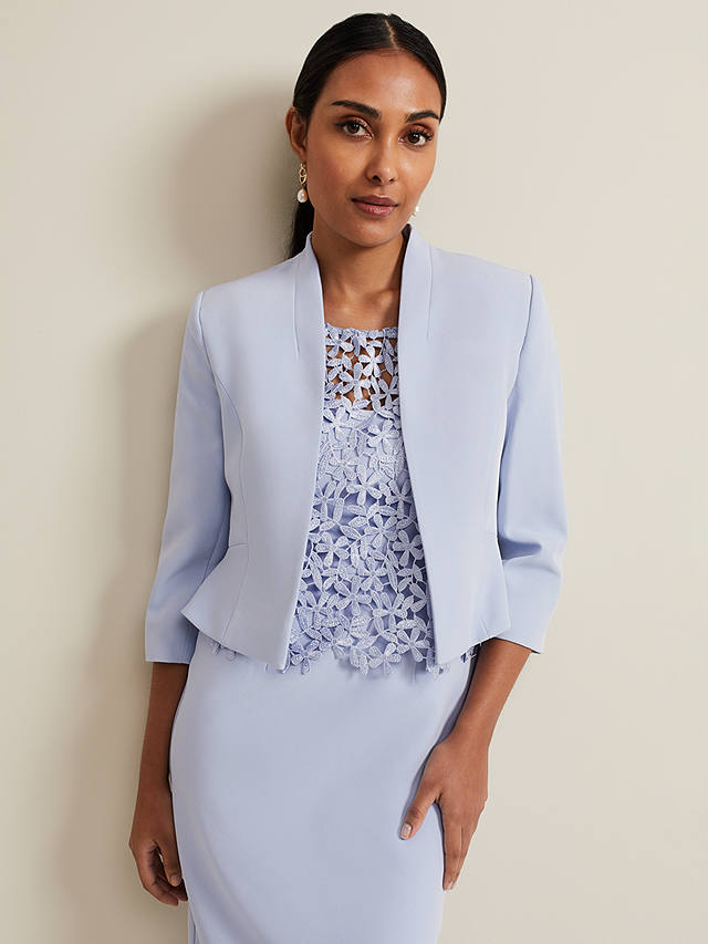 Phase Eight Petite Daisy Peplum Jacket, Pale Blue