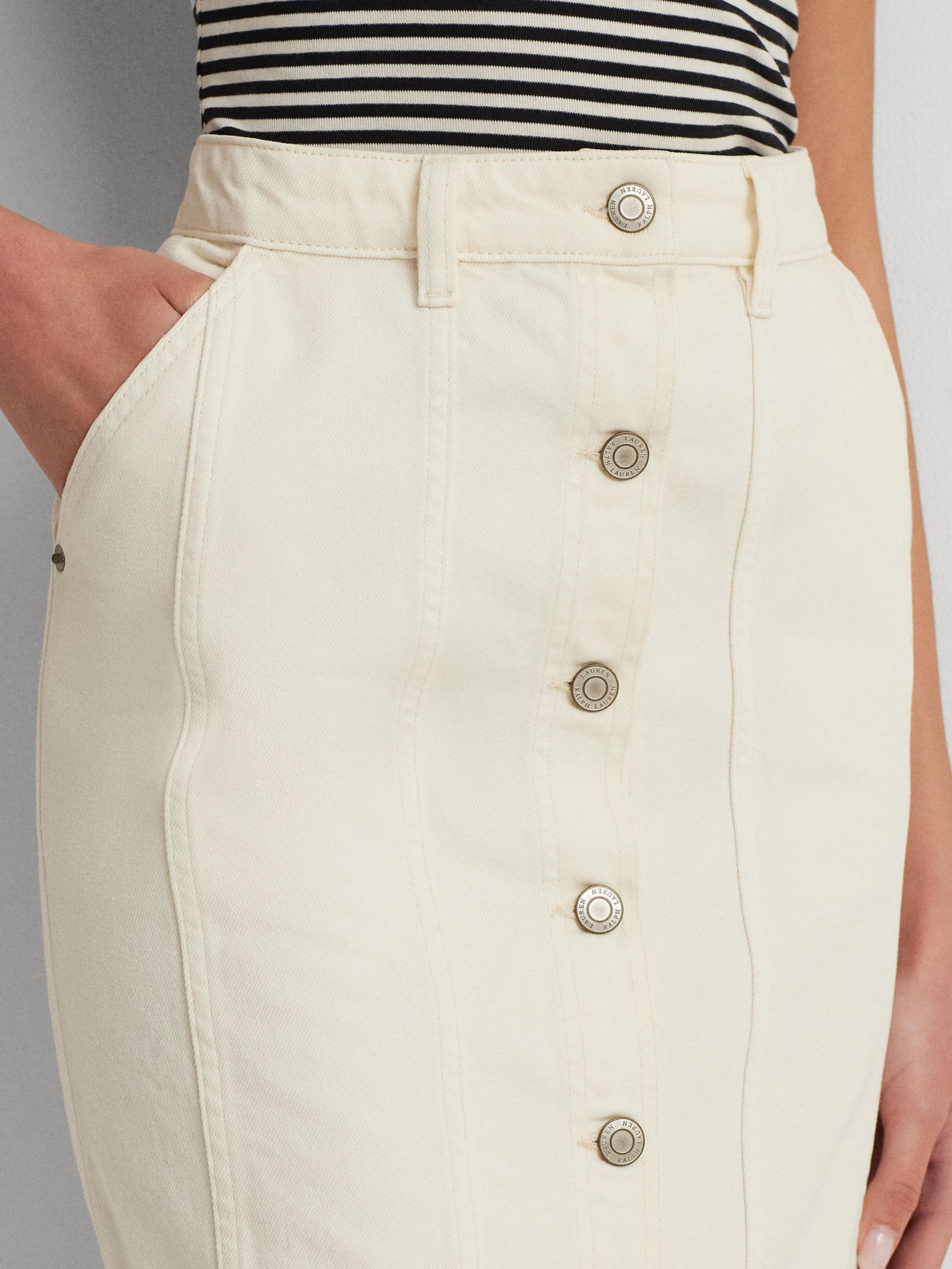 Buy Lauren Ralph Lauren Gralibbe Denim Skirt, Cream Online at johnlewis.com