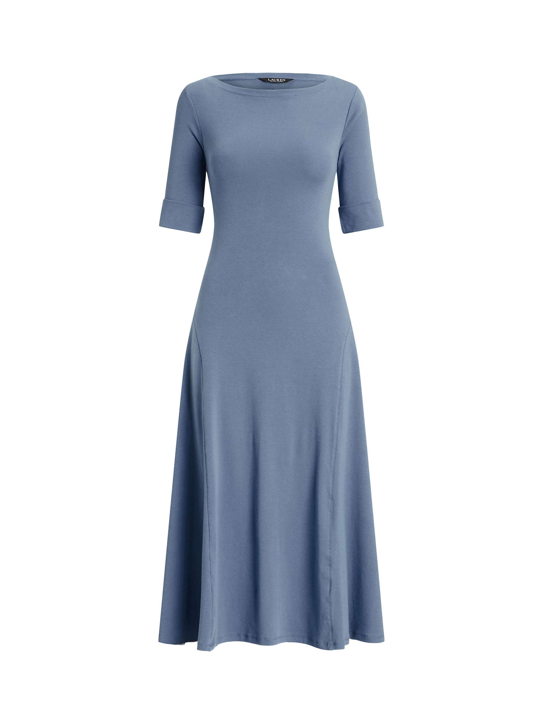 Buy Lauren Ralph Lauren Munzie Flared Dress, Light Blue Online at johnlewis.com