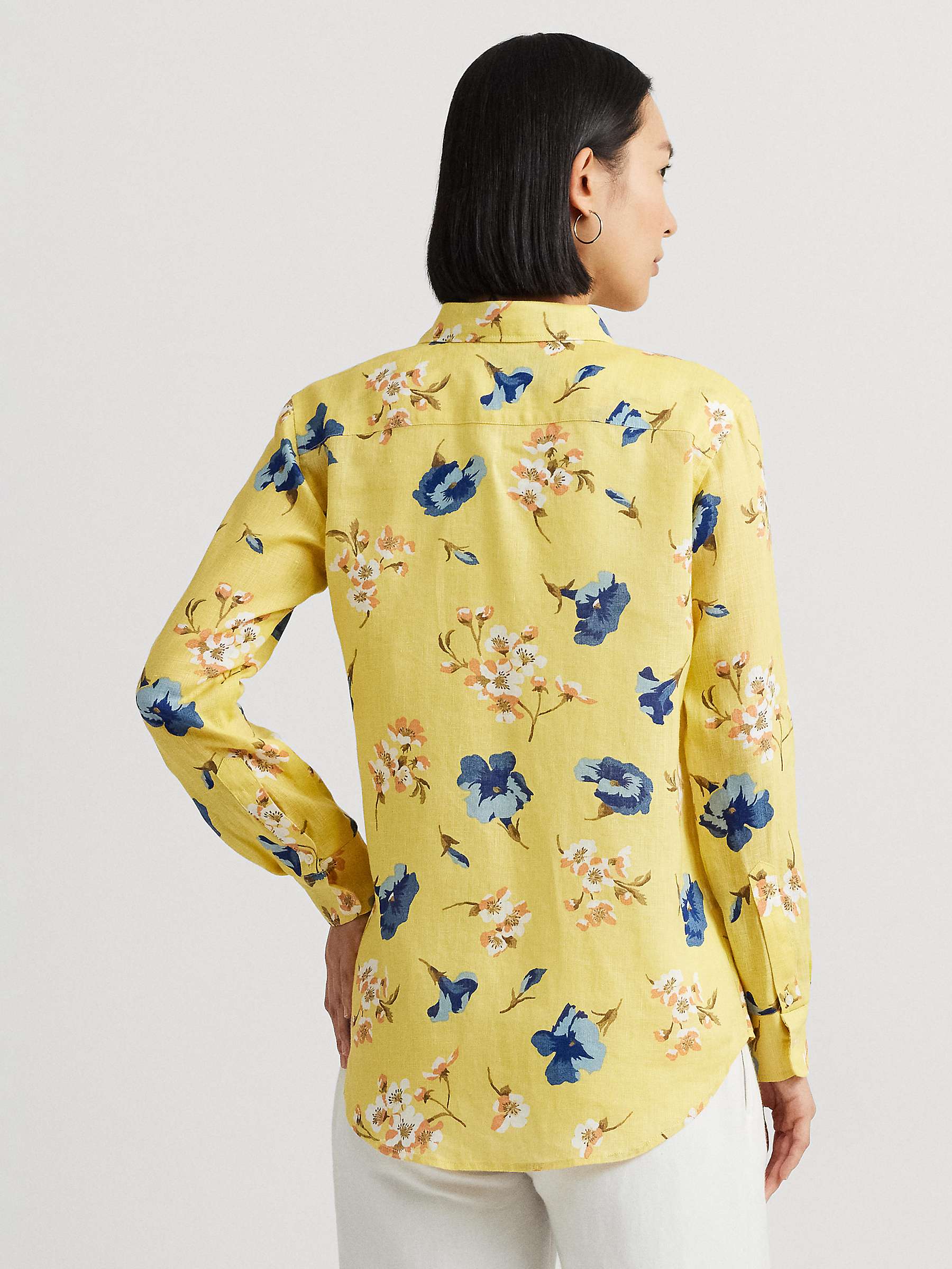 Buy Lauren Ralph Lauren Karrie Linen Floral Shirt, Yellow Online at johnlewis.com