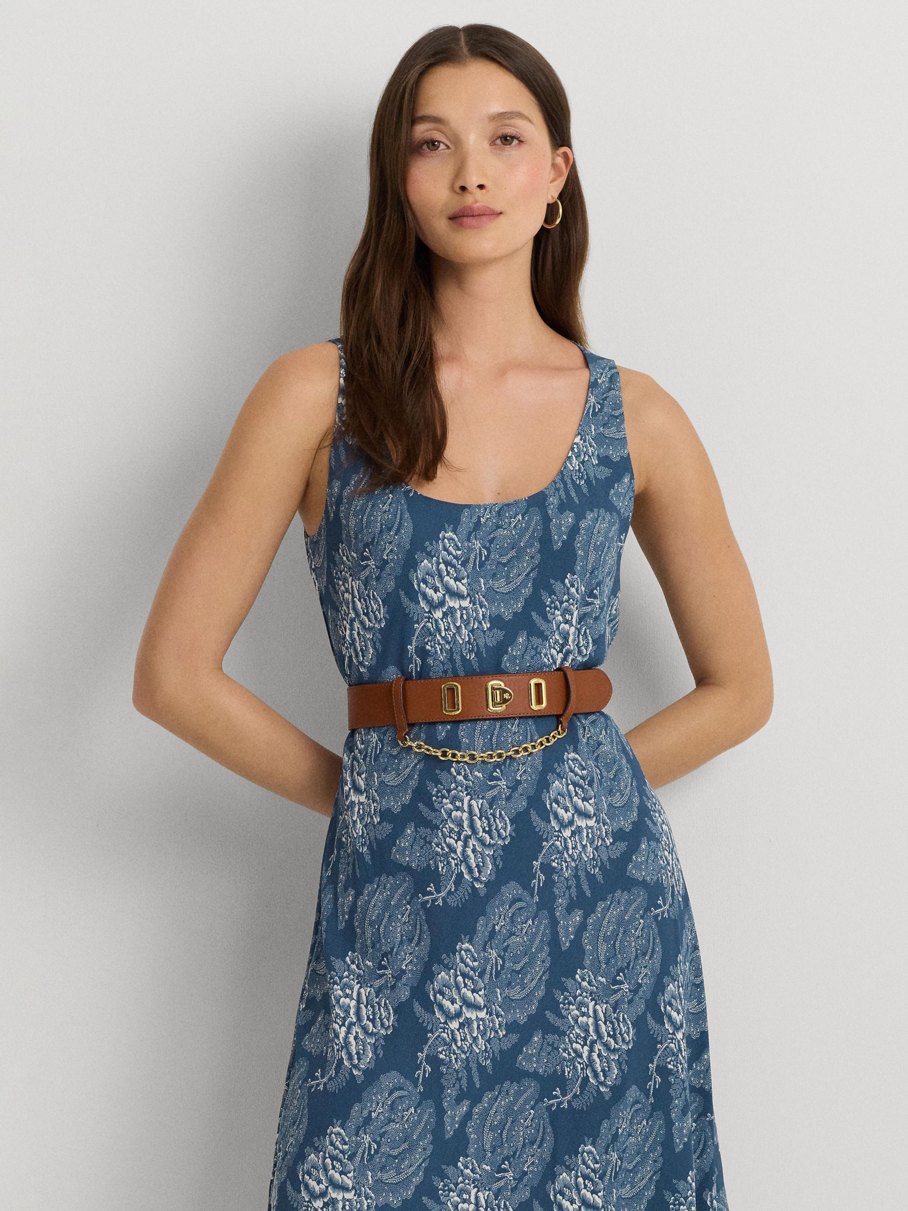 Lauren Ralph Lauren Zawato Floral Dress, Blue, 6