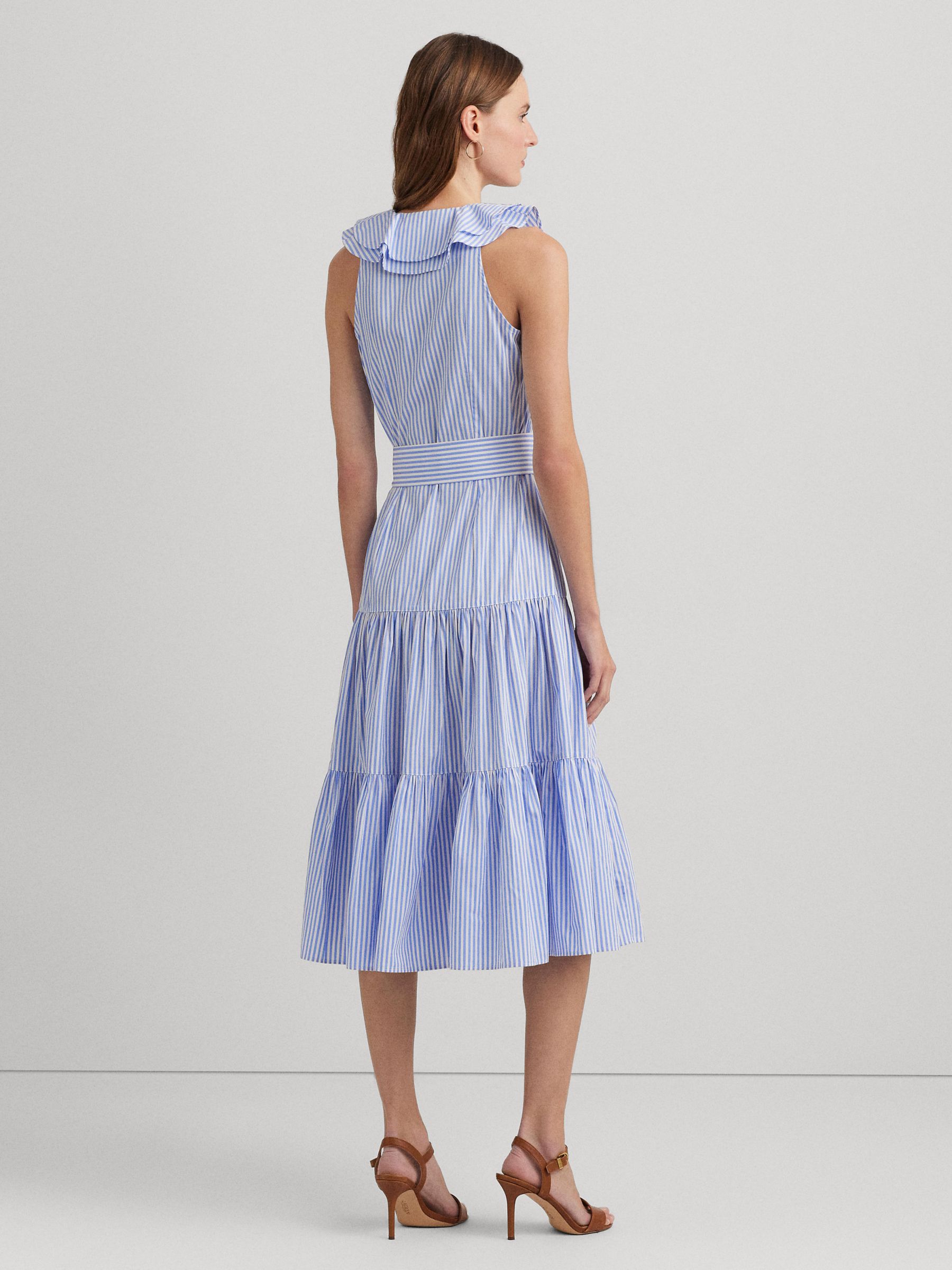 Lauren Ralph Lauren Tabraelin Stripe Dress, Blue, 6