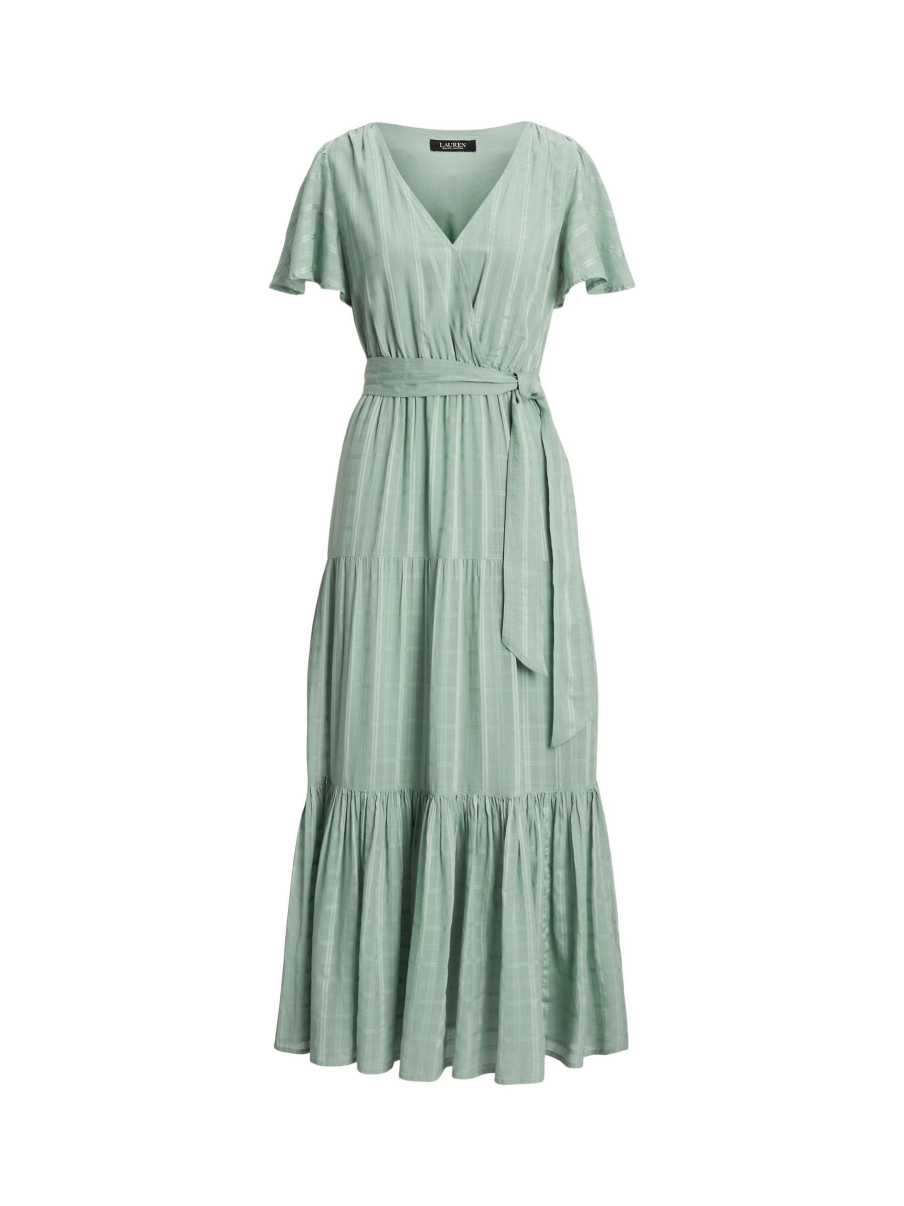 Lauren Ralph Lauren Tilferre Gingham Maxi Dress, Teal, 16