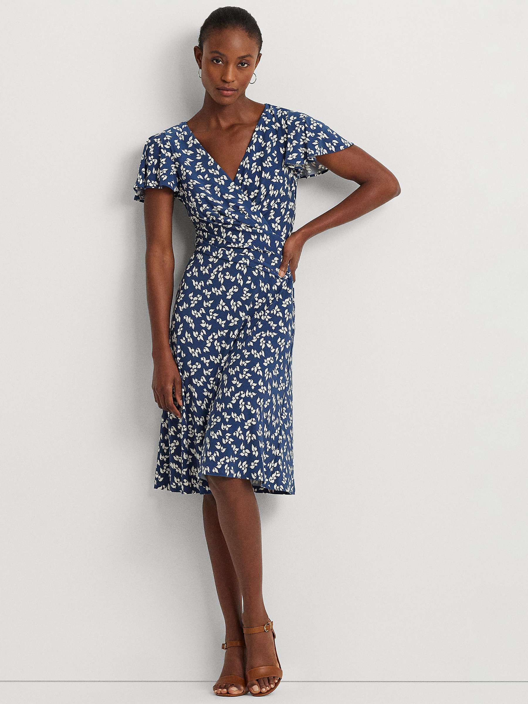 Buy Lauren Ralph Lauren Besarry Stretch Jersey Floral Dress, Blue Online at johnlewis.com