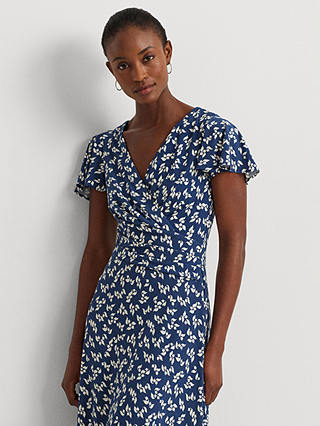 Lauren Ralph Lauren Besarry Stretch Jersey Floral Dress, Blue