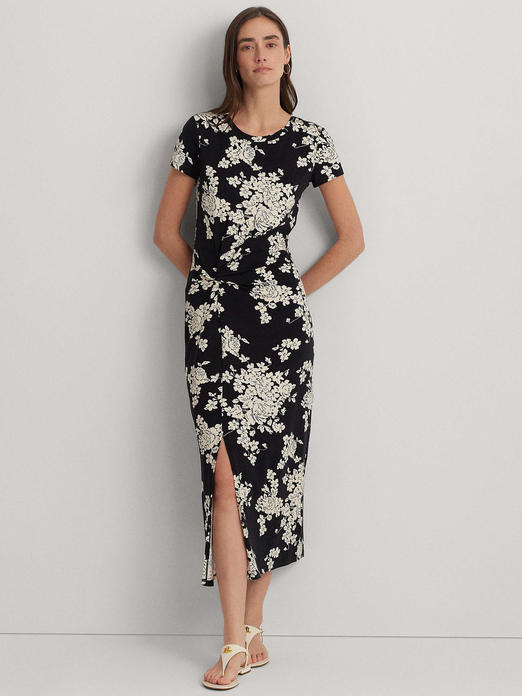 Buy Lauren Ralph Lauren Syporah Floral Midi Dress, Black Online at johnlewis.com