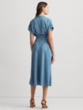 Lauren Ralph Lauren Fratillo Polka Dot Wrap Dress, Blue/Multi, Blue/Multi
