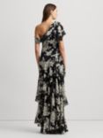 Lauren Ralph Lauren Kanerite Asymmetric Floral Dress, Black, Black