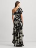 Lauren Ralph Lauren Kanerite Asymmetric Floral Dress, Black