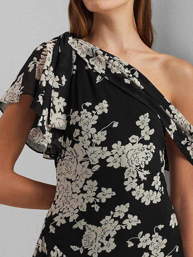 Lauren Ralph Lauren Kanerite Asymmetric Floral Dress, Black