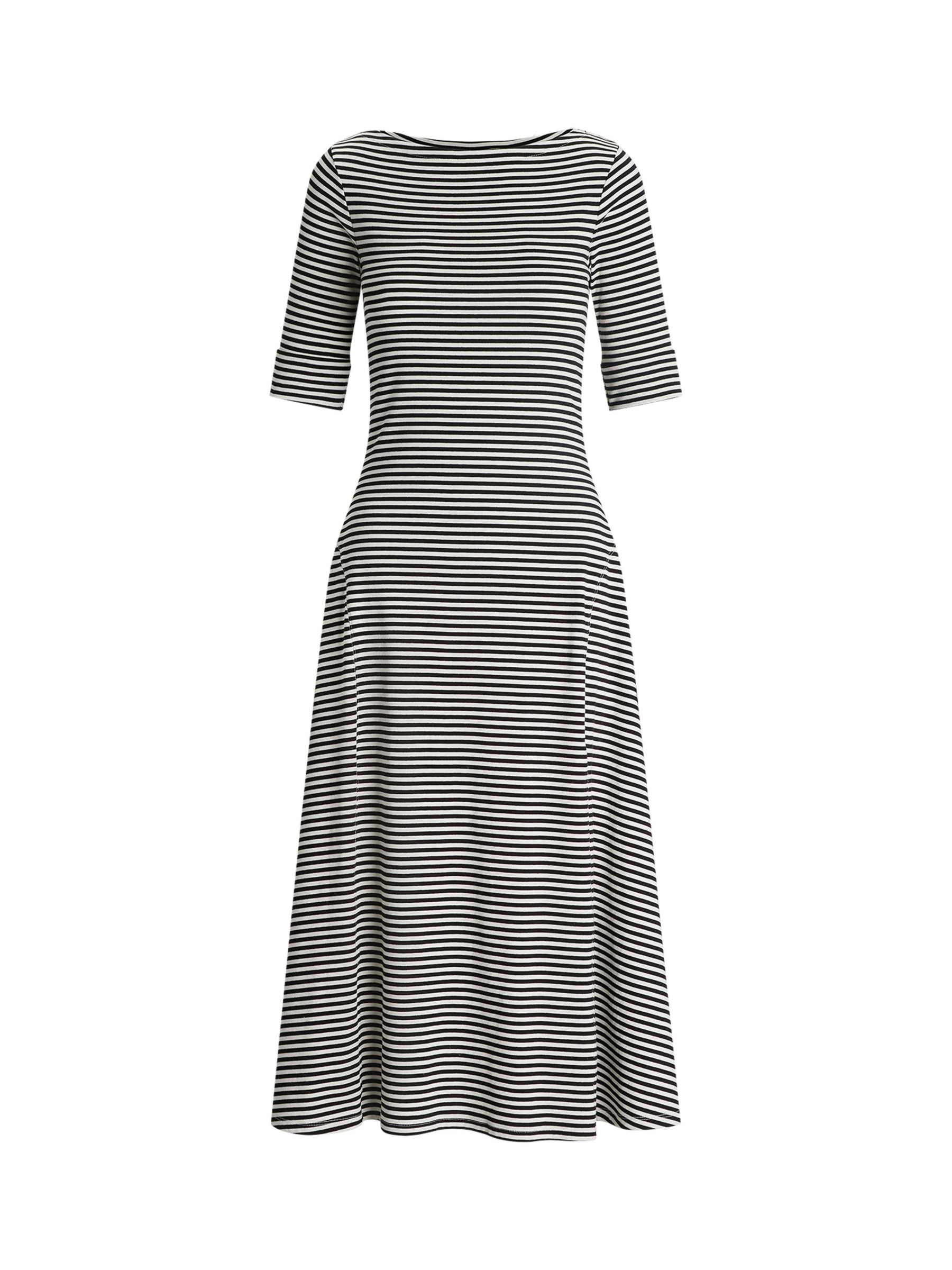 Lauren Ralph Lauren Munzie Stripe Flared Dress, Black, XL