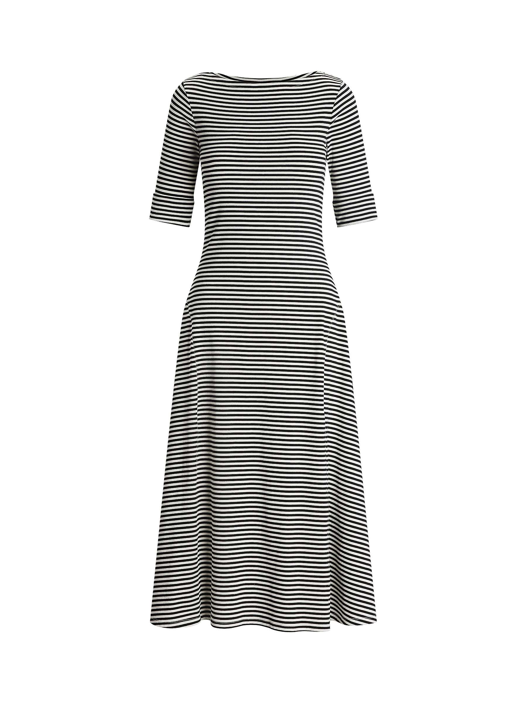 Buy Lauren Ralph Lauren Munzie Stripe Flared Dress, Black Online at johnlewis.com