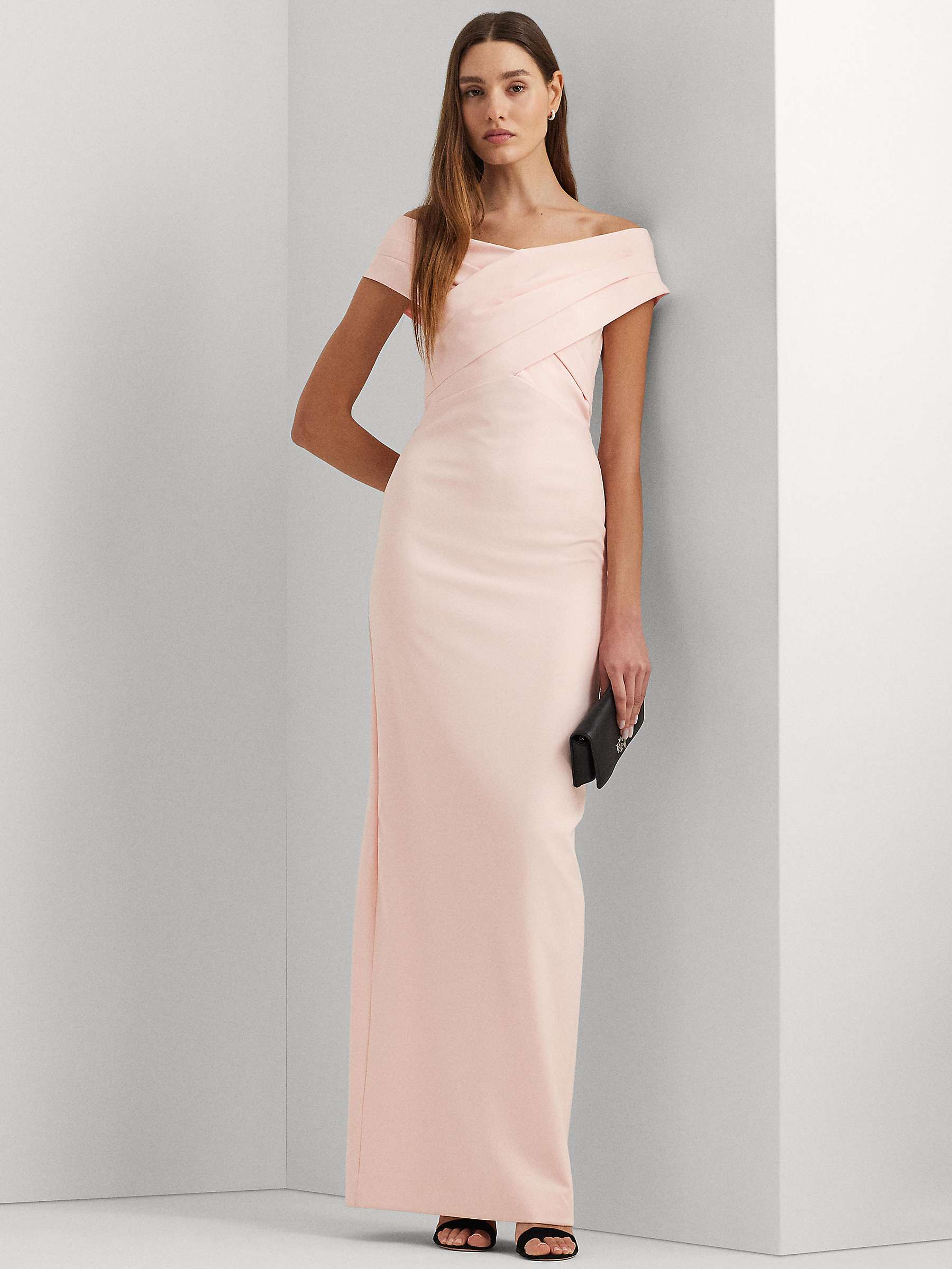 Buy Lauren Ralph Lauren Irene Bardot Maxi Dress, Light Pink Online at johnlewis.com