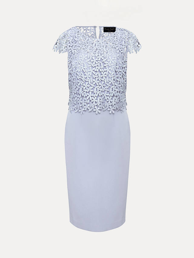Phase Eight Petite Daisy Textured Bodice Dress, Pale Blue