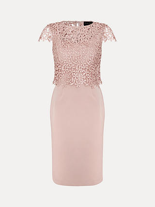 Phase Eight Petite Daisy Textured Bodice Dress, Pale Pink