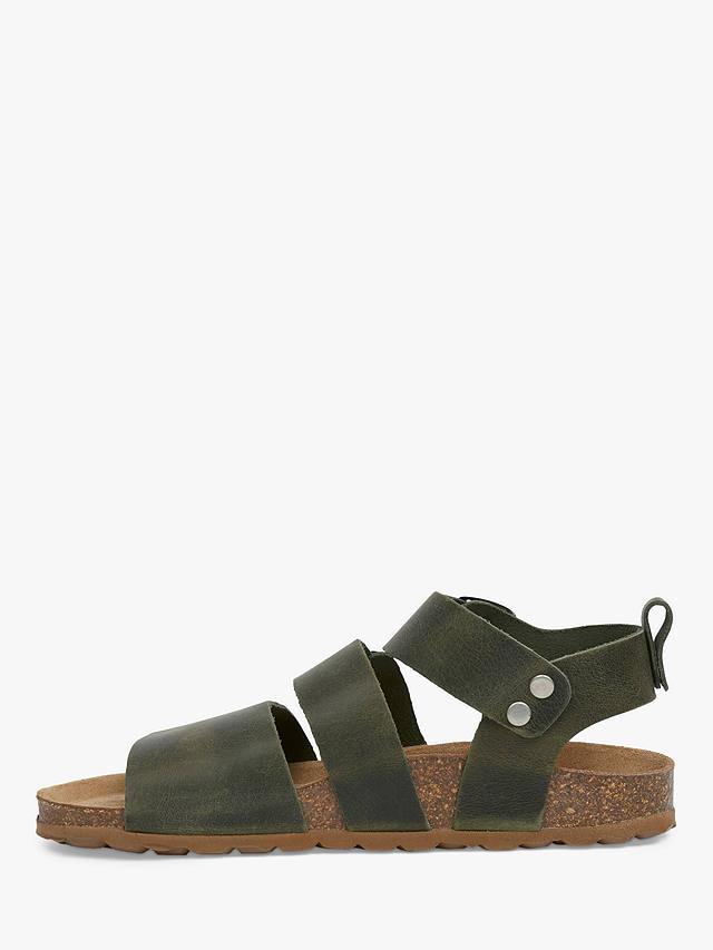 Celtic & Co. Suede Triple Strap Footbed Sandals, Olive