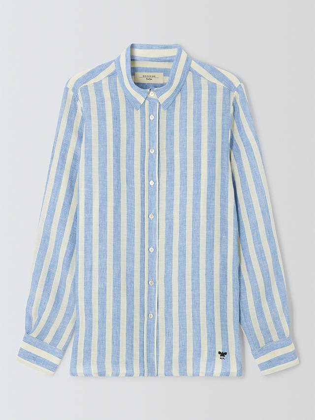 Weekend MaxMara Lari Stripe Linen Shirt, Light Blue/Multi