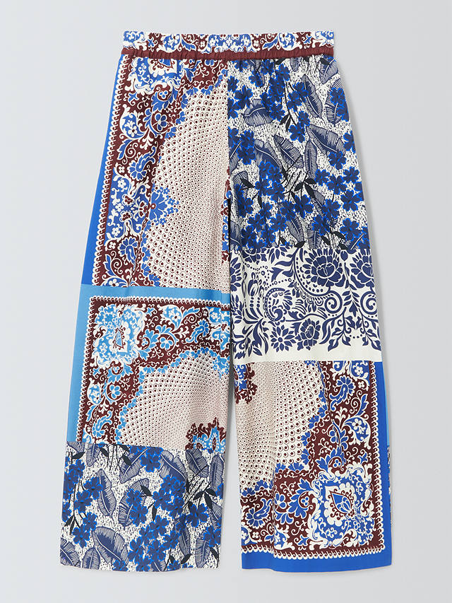Weekend MaxMara West Patchwork Floral Print Trousers, Cornflower Blue
