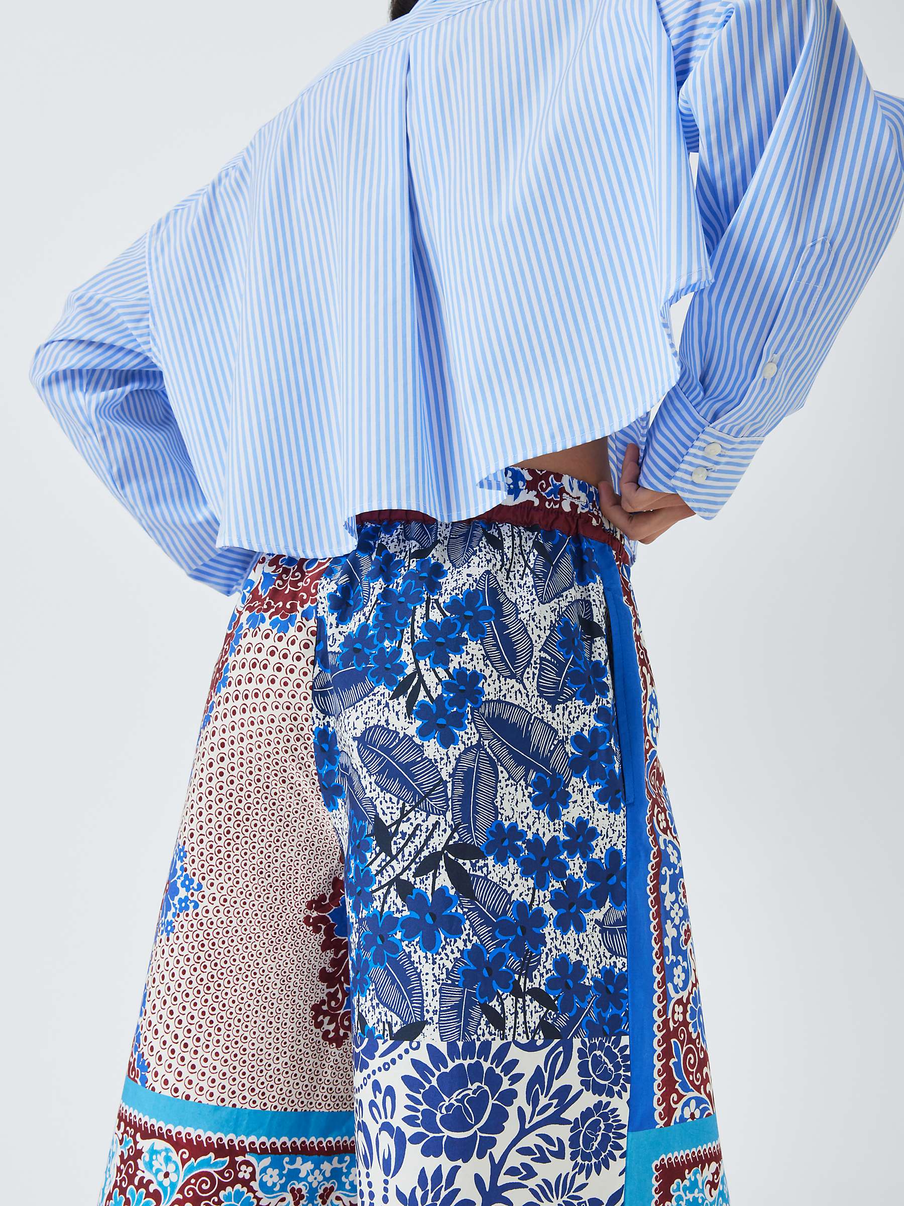 Buy Weekend MaxMara West Patchwork Floral Print Trousers, Cornflower Blue Online at johnlewis.com