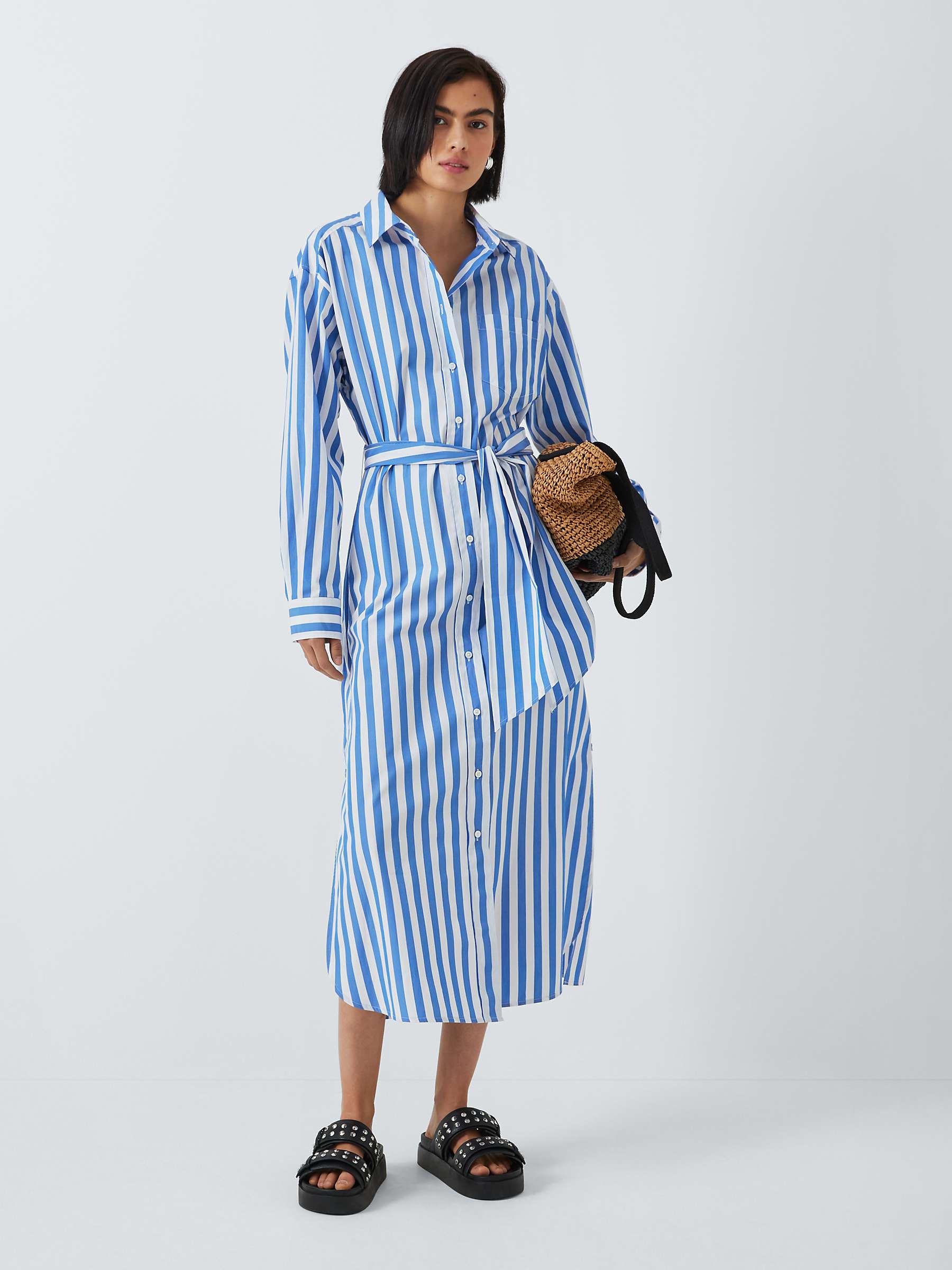 Buy Weekend MaxMara Falasco Stripe Midi Shirt Dress, Light Blue/White Online at johnlewis.com