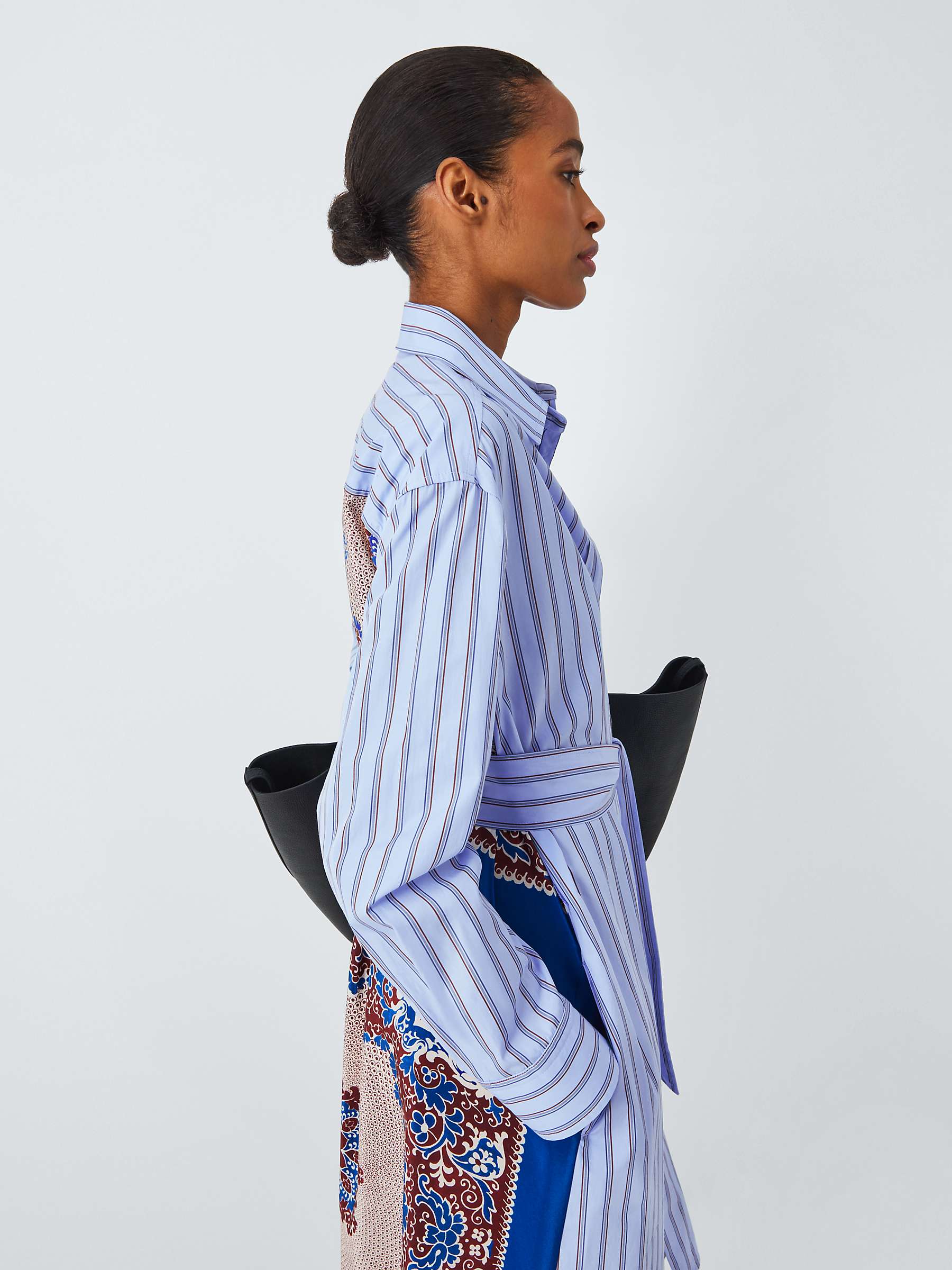 Buy Weekend MaxMara Edipo Cotton & Silk Midi Shirt Dress, Light Blue/Multi Online at johnlewis.com