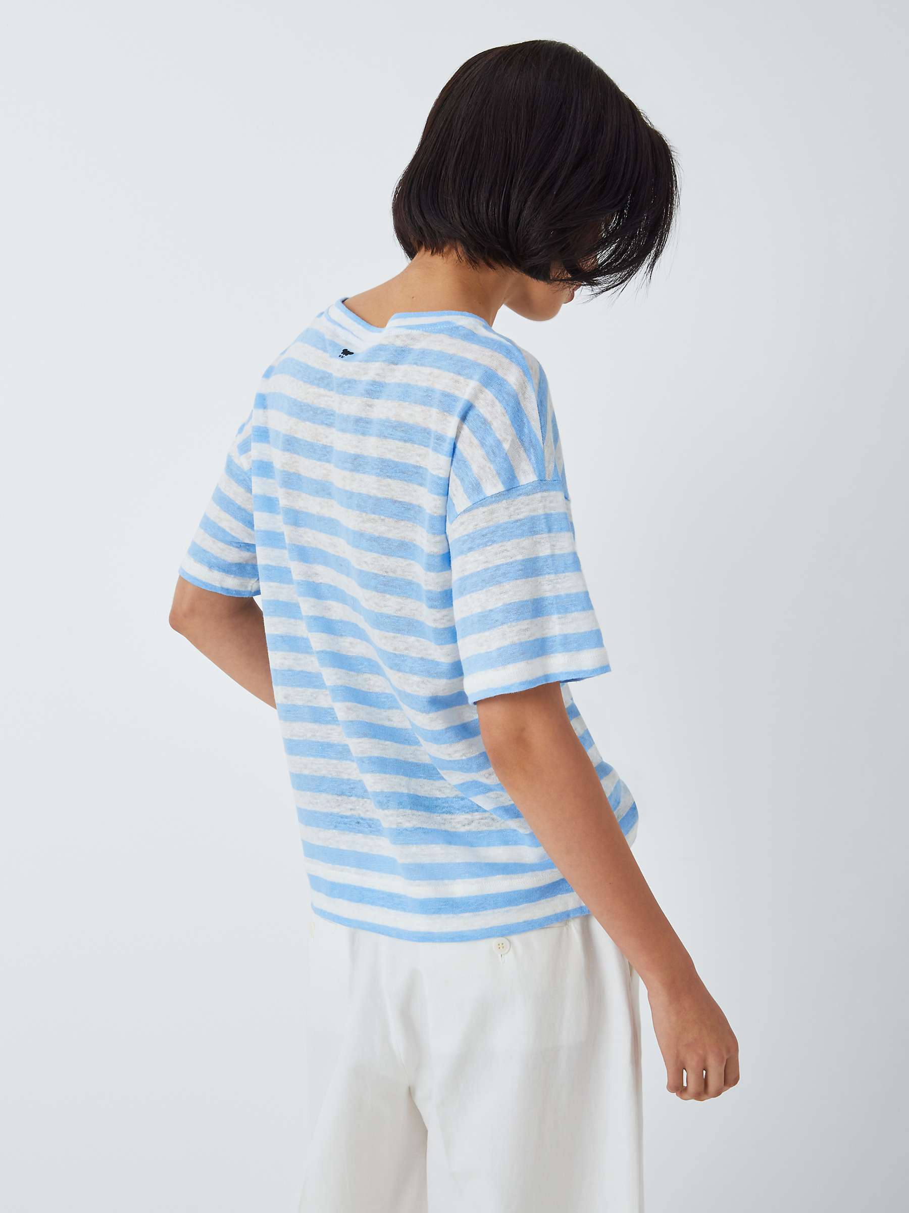 Buy Weekend MaxMara Falla Stripe Linen T-Shirt, Light Blue/Multi Online at johnlewis.com
