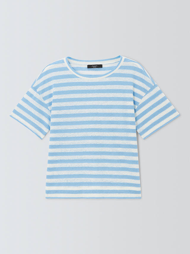 Weekend MaxMara Falla Stripe Linen T-Shirt, Light Blue/Multi