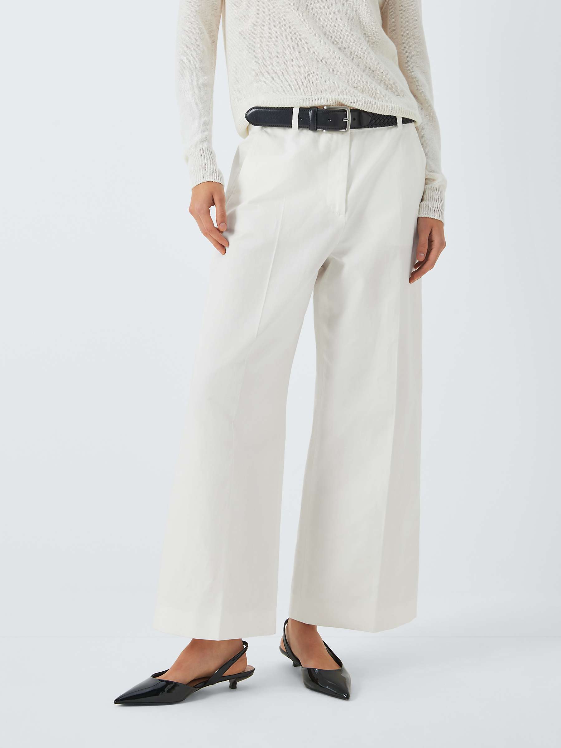 Buy Weekend MaxMara Zircone Cotton Linen Trousers, Ivory Online at johnlewis.com