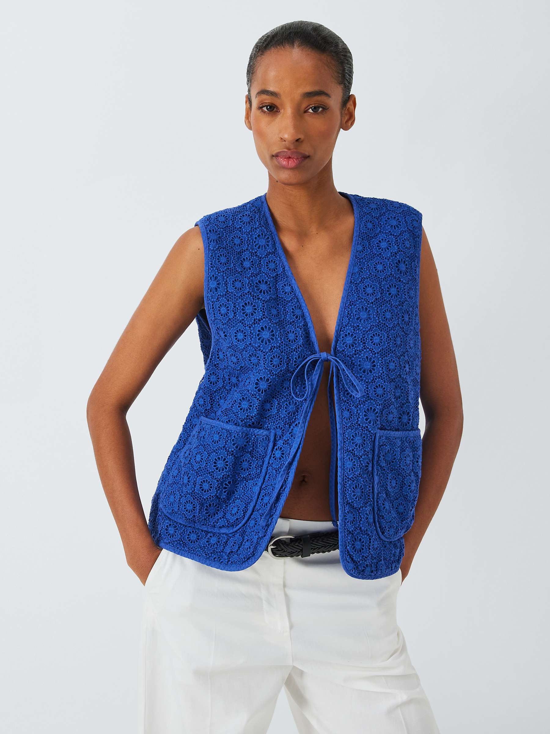 Buy Weekend MaxMara Lory Crochet Knit Gilet, Cornflower Blue Online at johnlewis.com