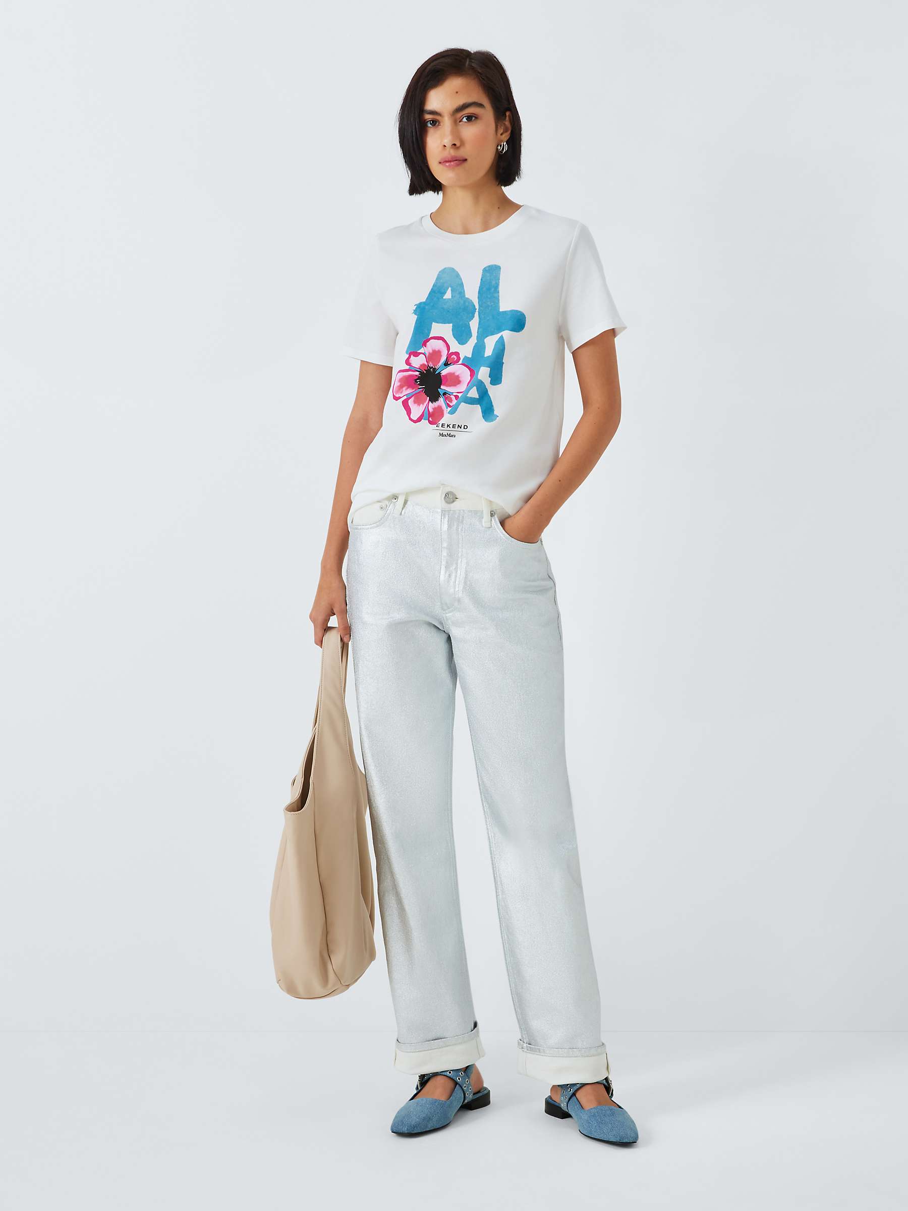 Buy Weekend MaxMara Yen Floral Graphic T-Shirt, White Online at johnlewis.com
