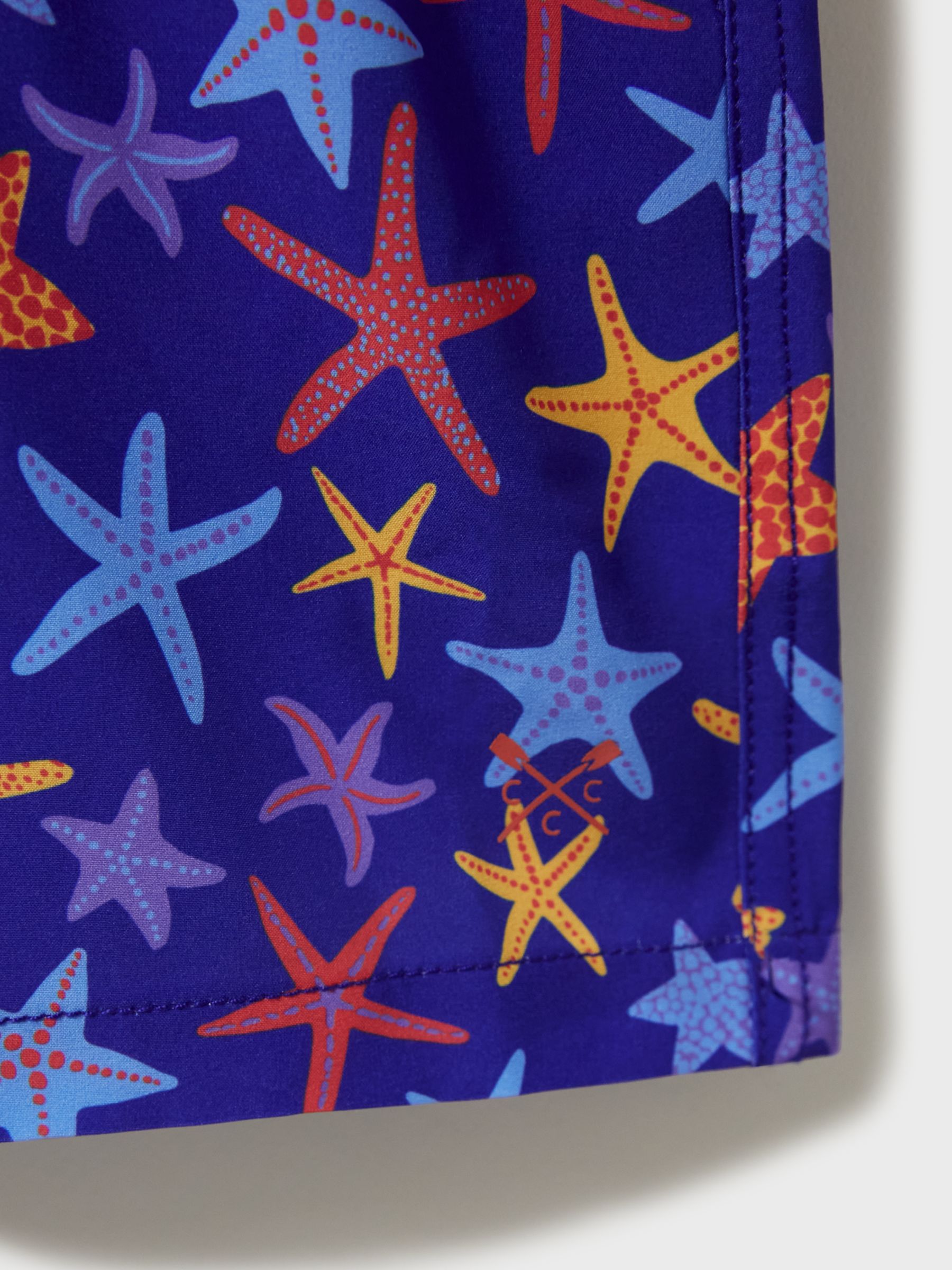 Crew Clothing Kids' Starfish Print Swim Shorts, Blue/Multi, 8-9 years