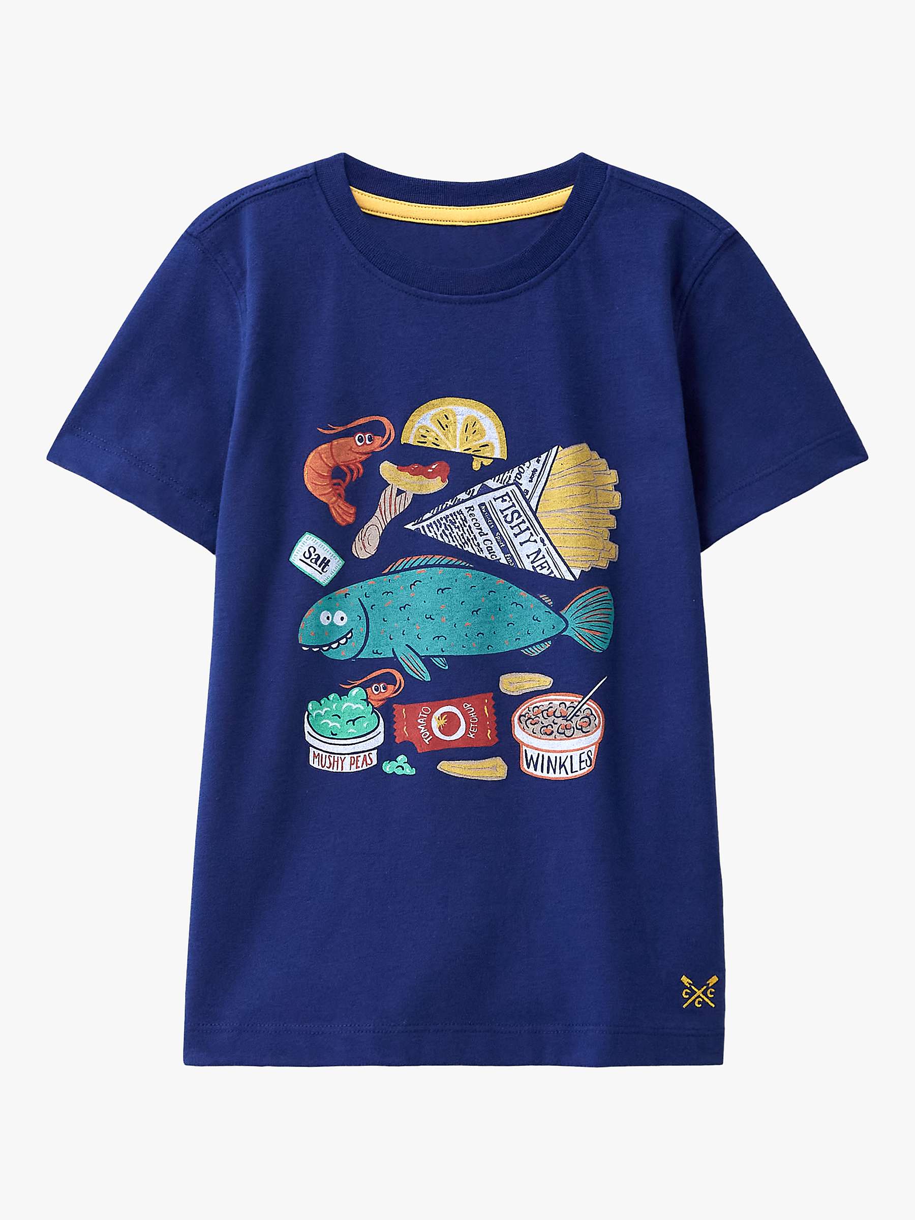 Buy Crew Clothing Kids' Short Sleeve Fish & Chips T-Shirt, Dark Blue/Multi Online at johnlewis.com