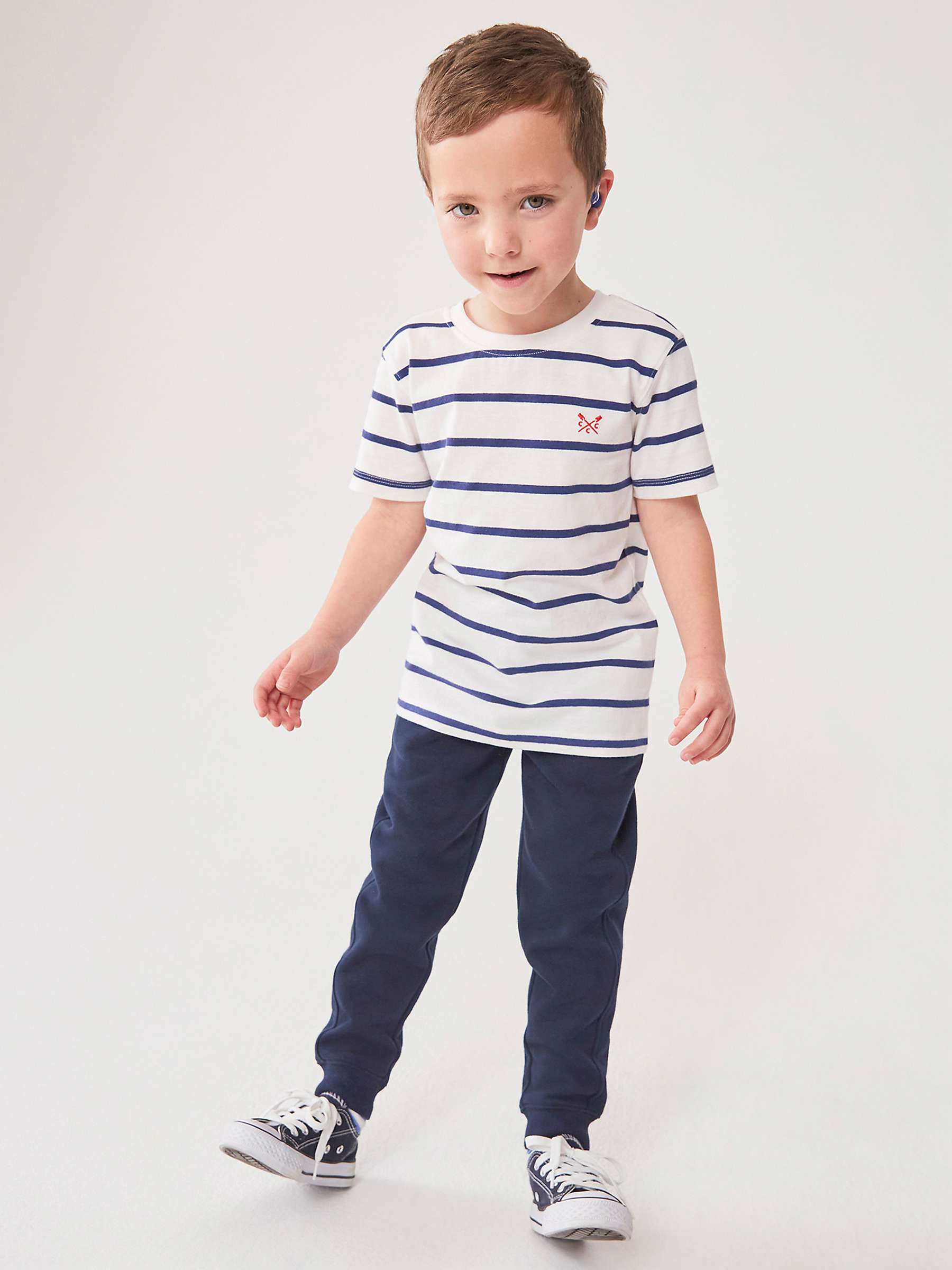 Buy Crew Clothing Kids' Crossed Oars Slim Fit Joggers, Navy Blue Online at johnlewis.com